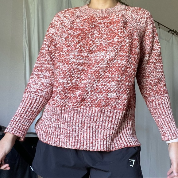 ๐Universal Thread Burnt Orange and White Chunky Knit Like Sweater XL - Picture 5 of 6